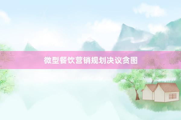 微型餐饮营销规划决议贪图